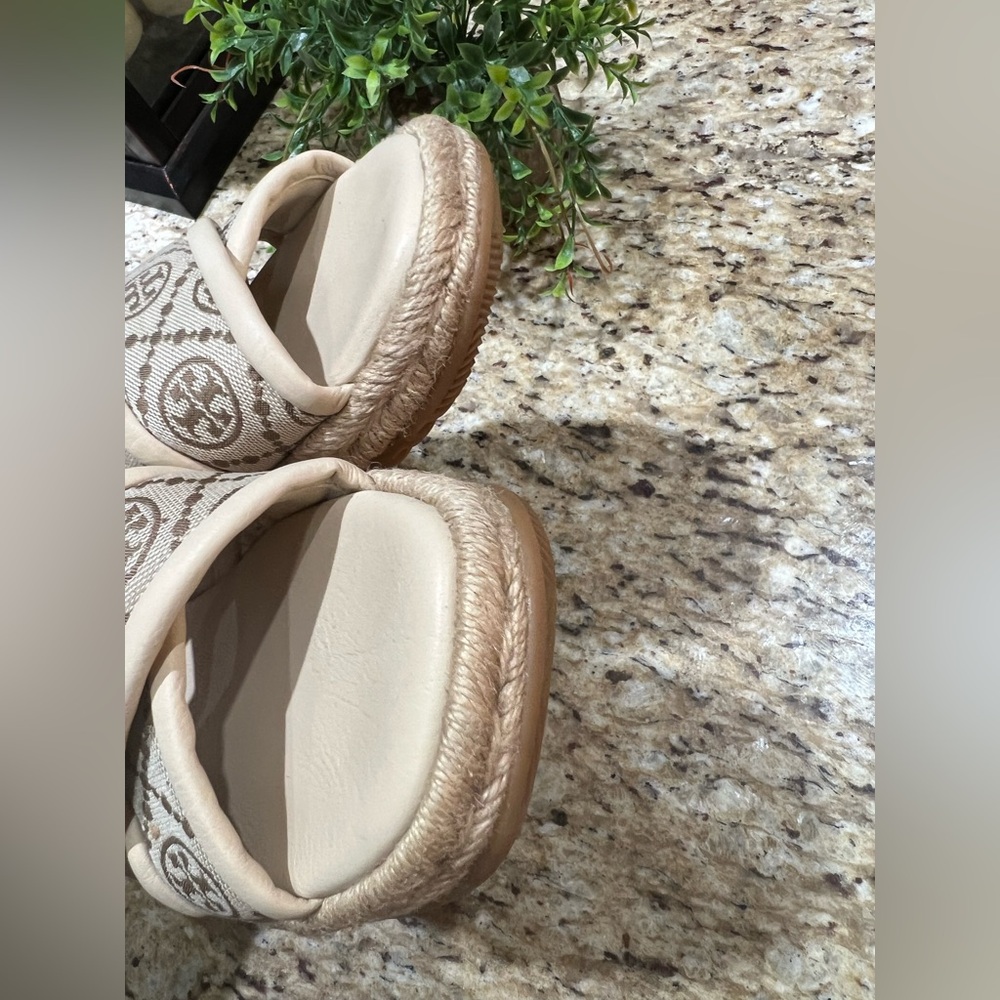 Tory Burch T Monogram Crossband Espadrille Sandals 8M - Picture 6 of 12